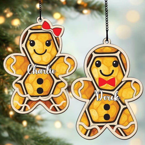 Personalized Gingerbread Christmas Ornament, Customized Cookie Acrylic Suncatcher Gift for Christmas, Custom Gingerbread Kids Ornaments
