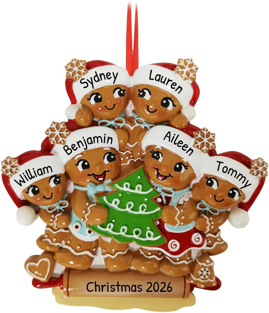 Custom Gingerbread Personalized Gingerbread Family Custom Ornament - Family of 6 ...
