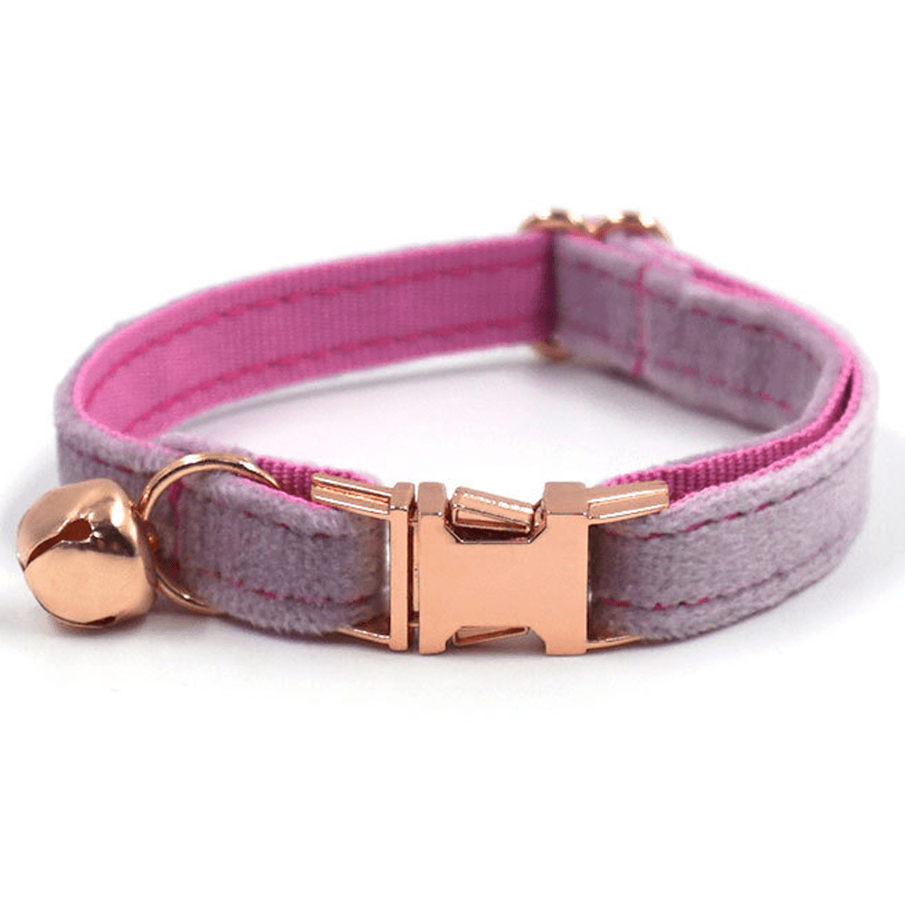 Personalized Girl Dog Collars with Detachable Bowtie - Soft & Comfy Cute  Dog Collar and Leash Set with Rose Gold Buckle - Adjustable Bowtie Collars  - Lilac velvet rose gold clasp 