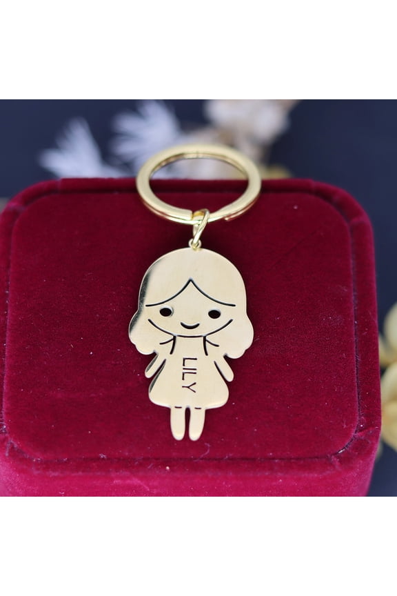 Personalized Girl Pendant Engrave Name Keychain Stainless Steel Nameplate Date DIY Key Chain Family Couple Jewelry Gift