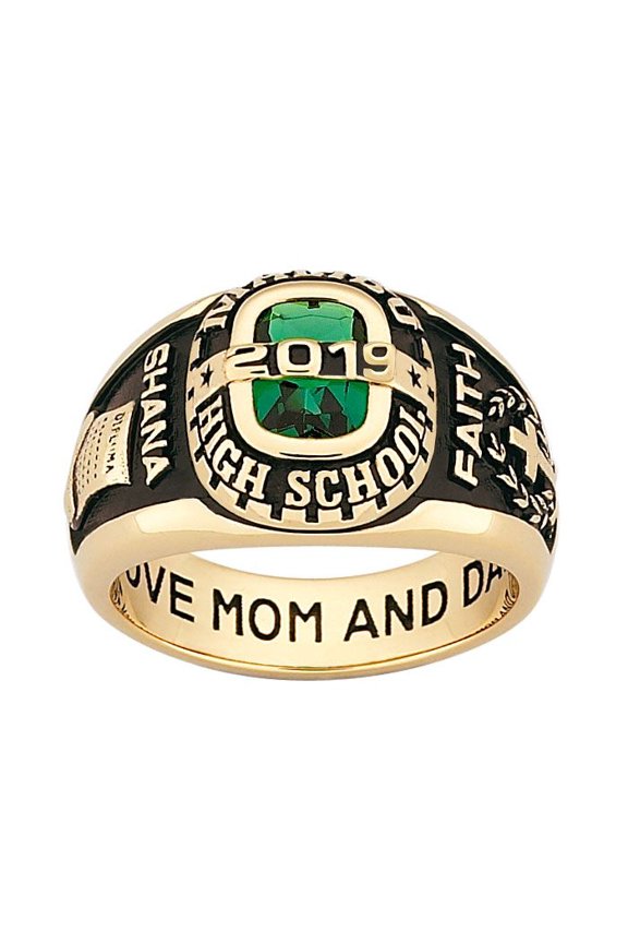 Personalized Girl's Yellow Celebrium Personalized-Top Traditional Class Ring