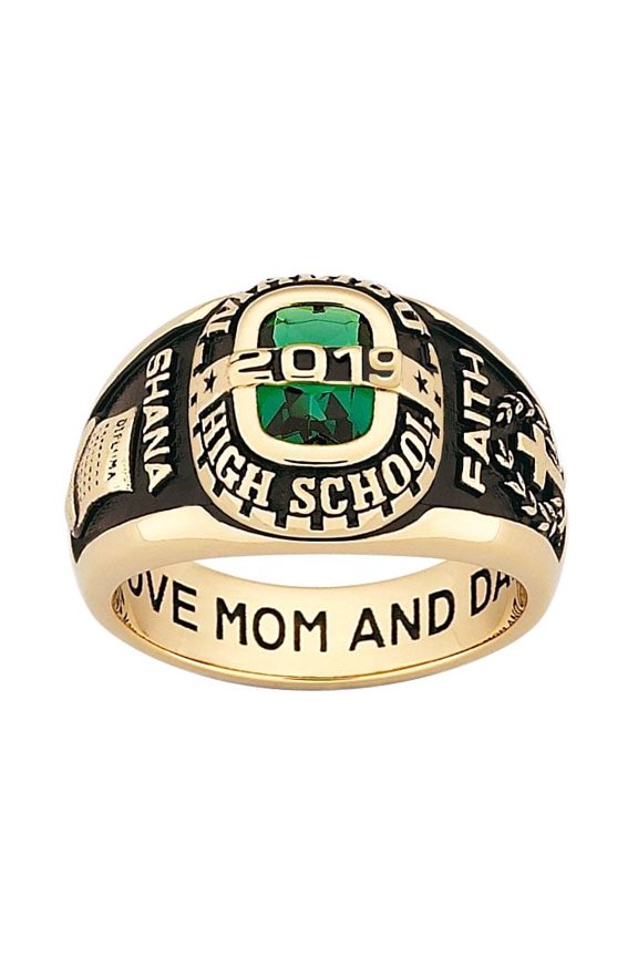 Personalized Women's Traditional Class Ring, Custom Graduation Jewelry for Her, Commemorative School Ring
