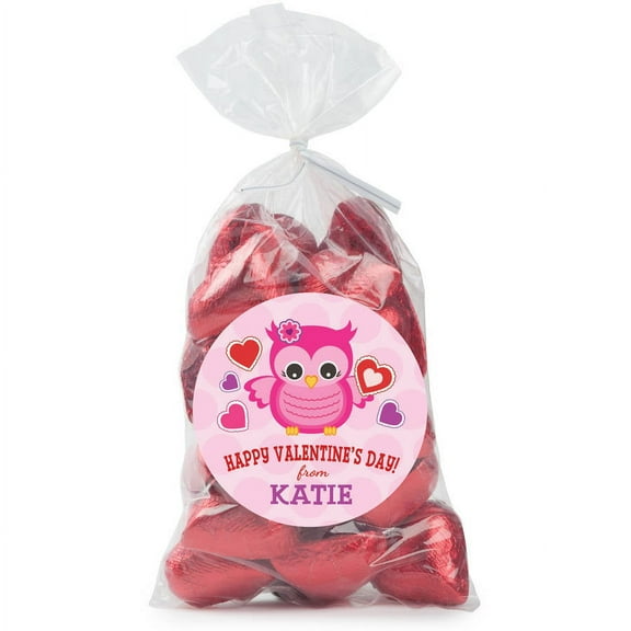 Personalized Girl's or Boy's Valentine's Day 24-Piece Sticker and Treat Bag Set