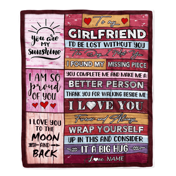 Personalized To My Girlfriend Blankets From Boyfriend You Are My Love It A Big Hug Girlfriend Birthday Valentine's Day Christmas Customized Fleece Blanket