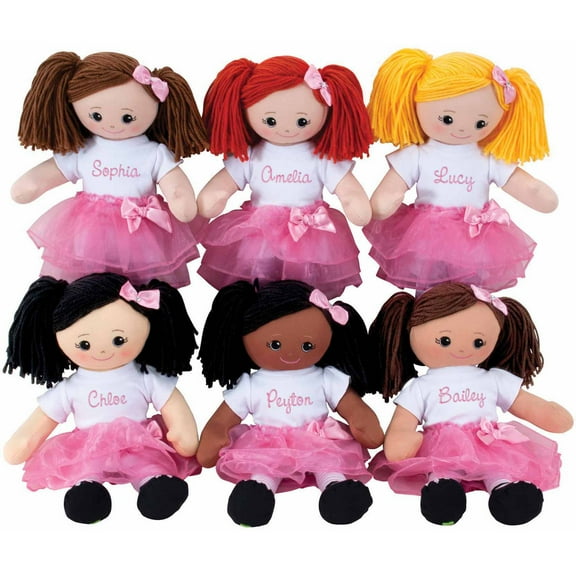 Personalized Girls Doll With Tutu and Hair Clip