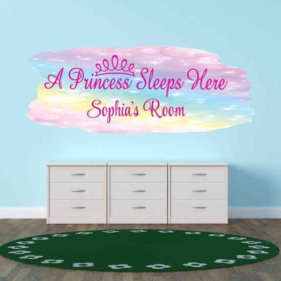 Personalized Girly Wall Decals for Kids Room - A Princess Sleeps Here Girls Bedroom With Easy Installation Instructions Custom Name Sticker - Size: 30 In x 12 In