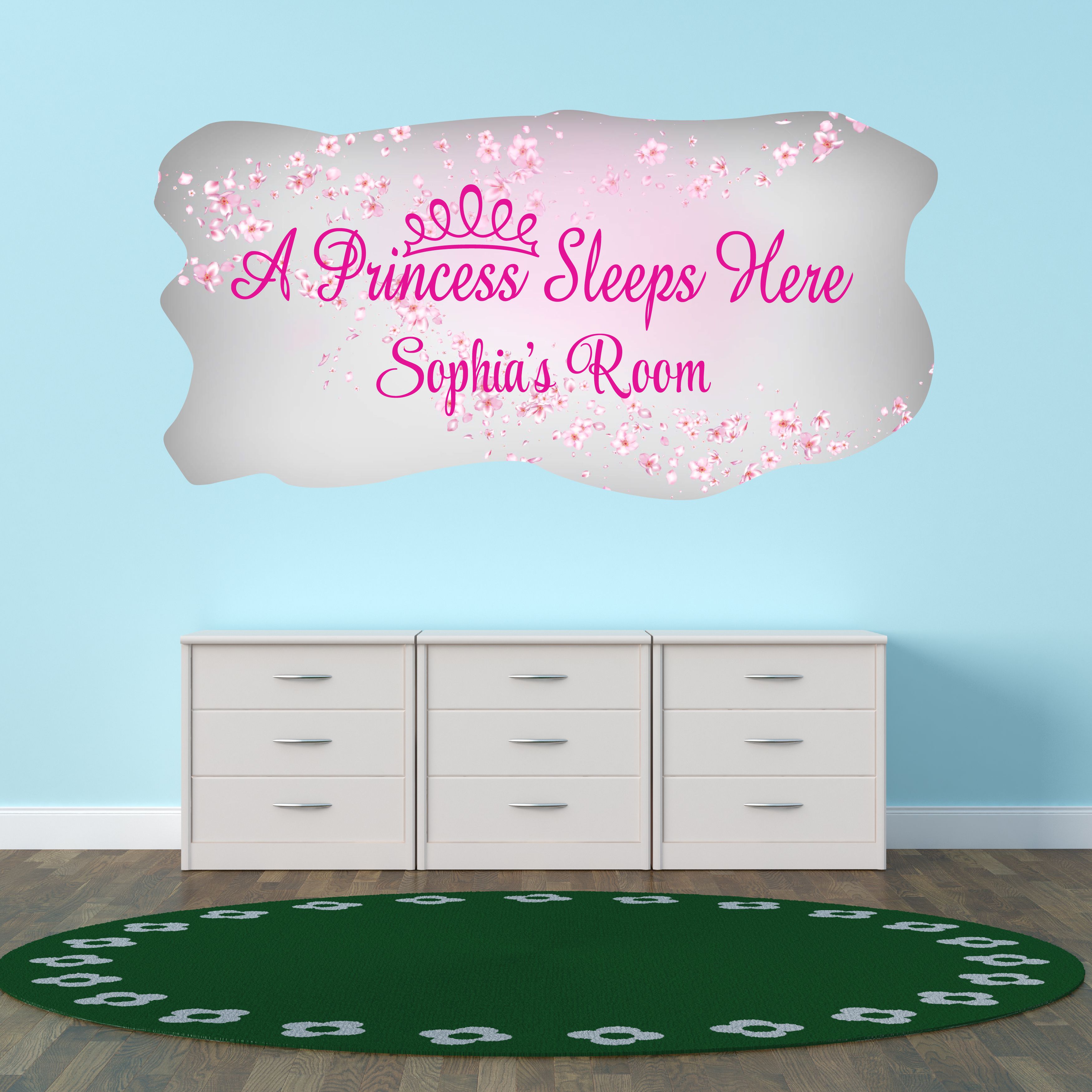 "The Princess Sleeps Here" Wall Decal Sticker - Removable Vinyl Quote With Crown & Hearts For Girls' Room, 35x35 Inch (Black) - View #9