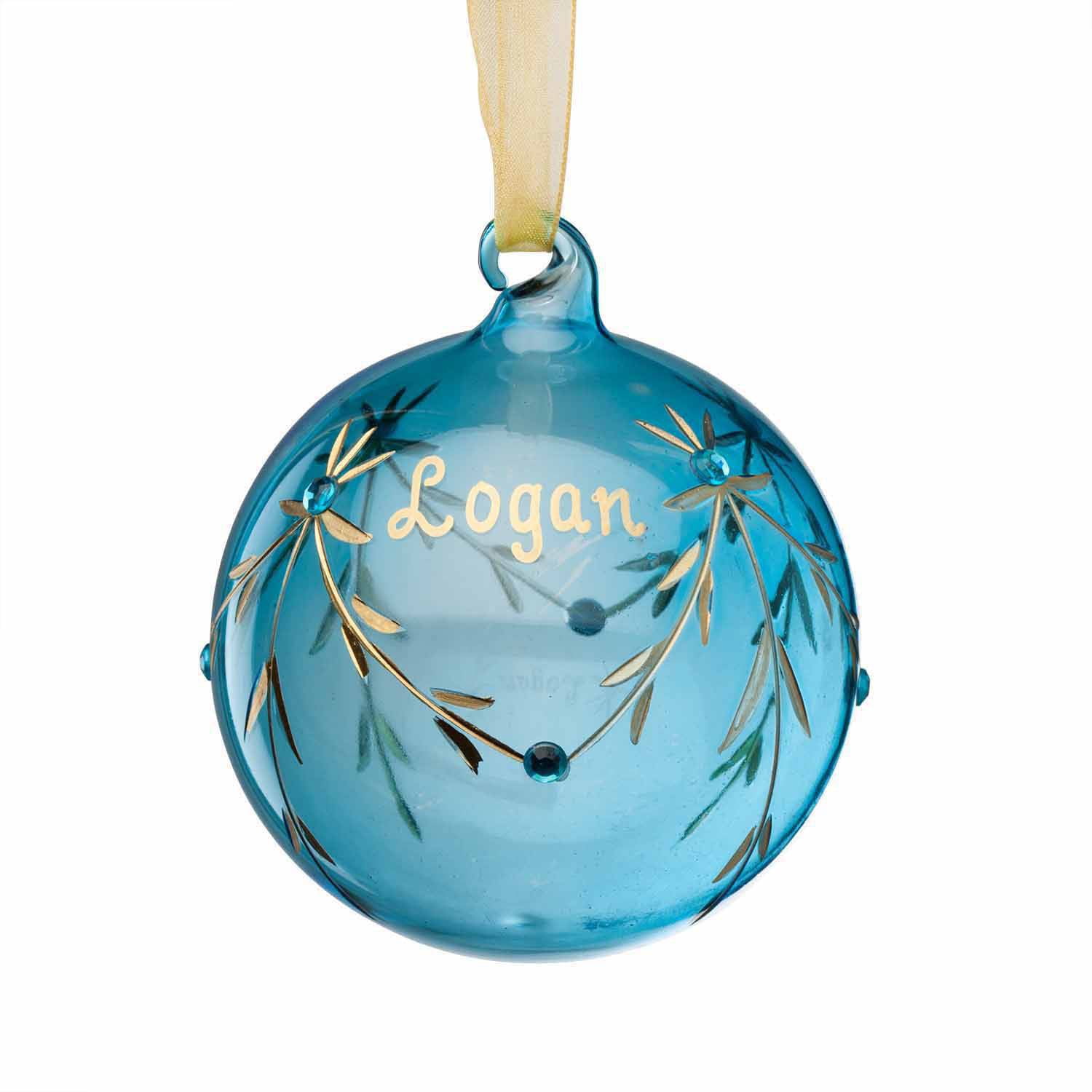 Personalized Glass Birthstone Christmas Ornament - March Birthstone