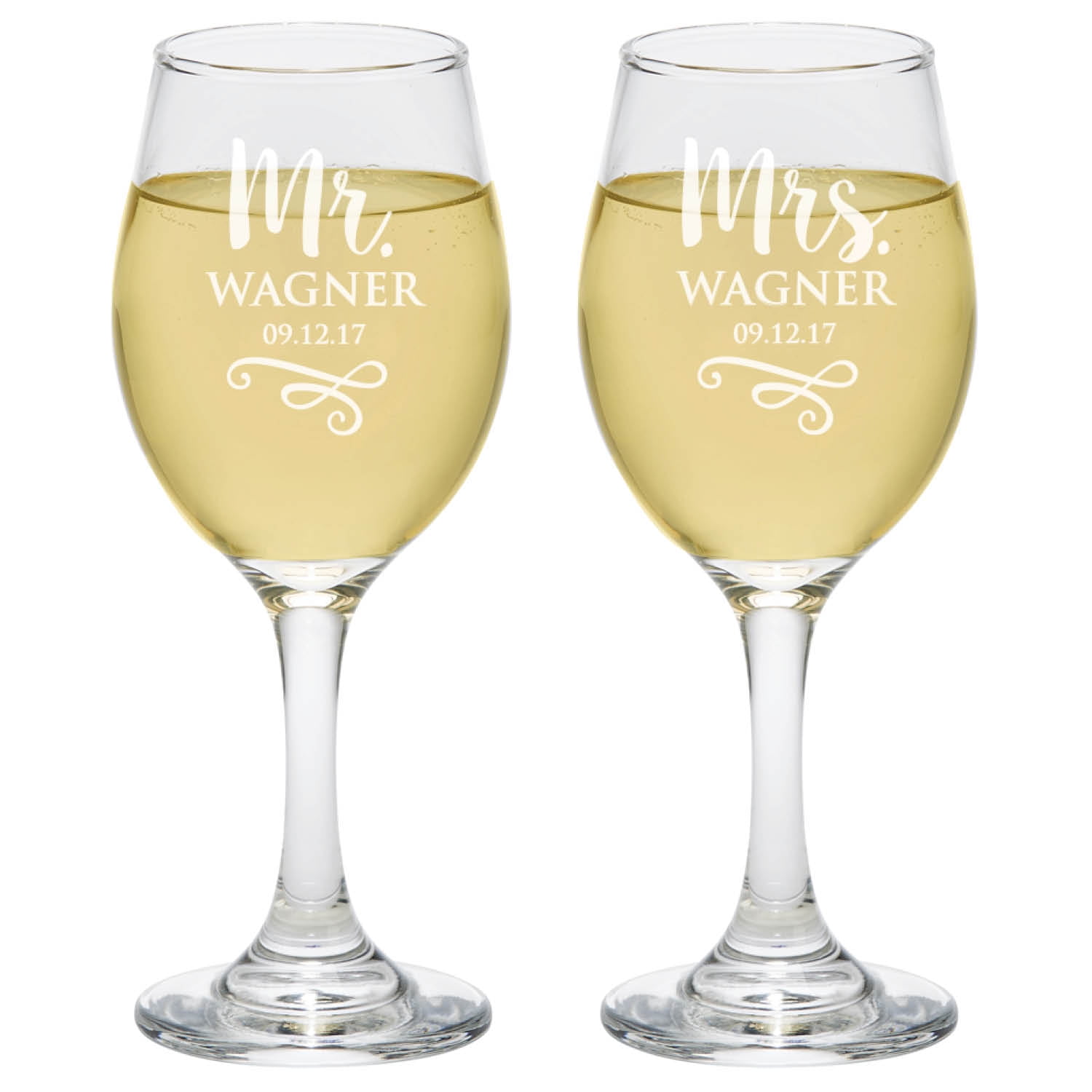 Personalized Glass Set - Mr. and Mrs. Wine