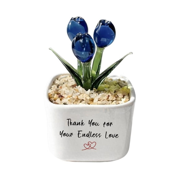 Personalized Glass Tulip Gift For Mom Grandma, Handcrafted Floral Glass Flower Birthday, For Mothers Custo Plant Potted Day