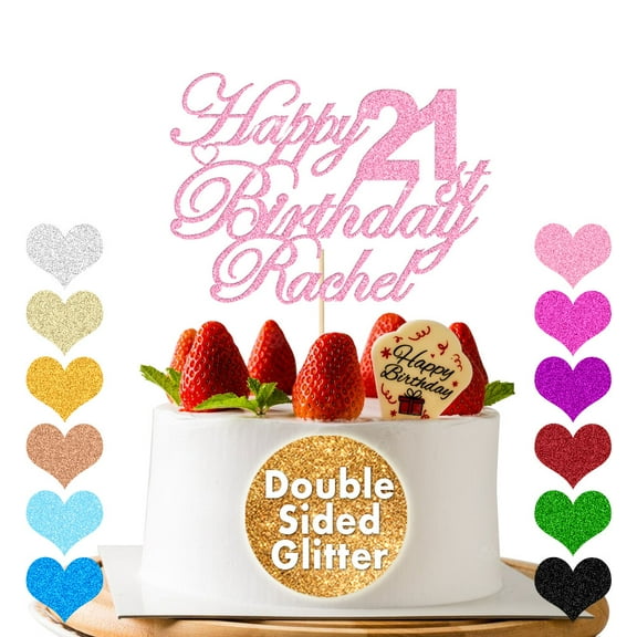 Personalized Glitter Cake Topper Happy Birthday Cake Decoration Custom Any Name Age Party Supplies