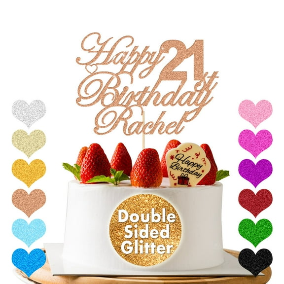 Personalized Glitter Cake Topper Happy Birthday Cake Decoration Custom Any Name Age Party Supplies
