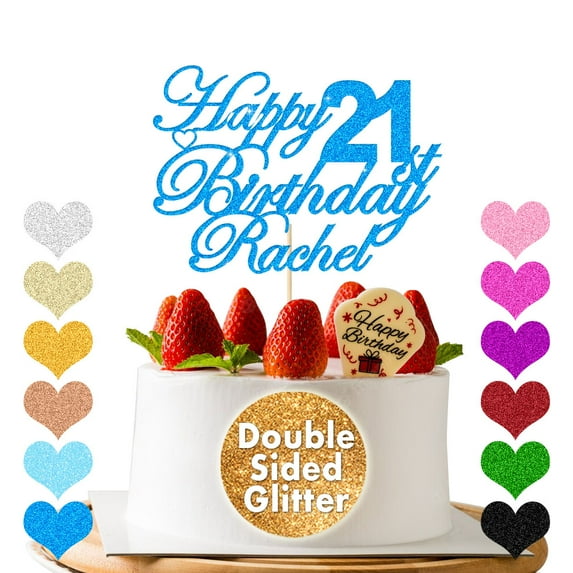 Personalized Glitter Cake Topper Happy Birthday Cake Decoration Custom Any Name Age Party Supplies