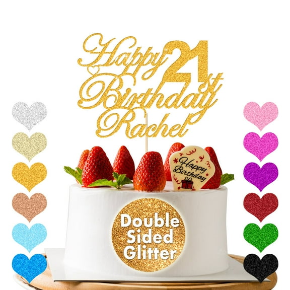 Personalized Glitter Cake Topper Happy Birthday Cake Decoration Custom Any Name Age Party Supplies