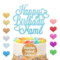 thumbnail image 1 of Personalized Glitter Cake Topper, Happy Birthday Party Cake Decoration, Custom Any Name, 1 of 8