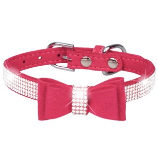 Designer Authentic Chanel Ribbon Dog Collar Pink Black Damask