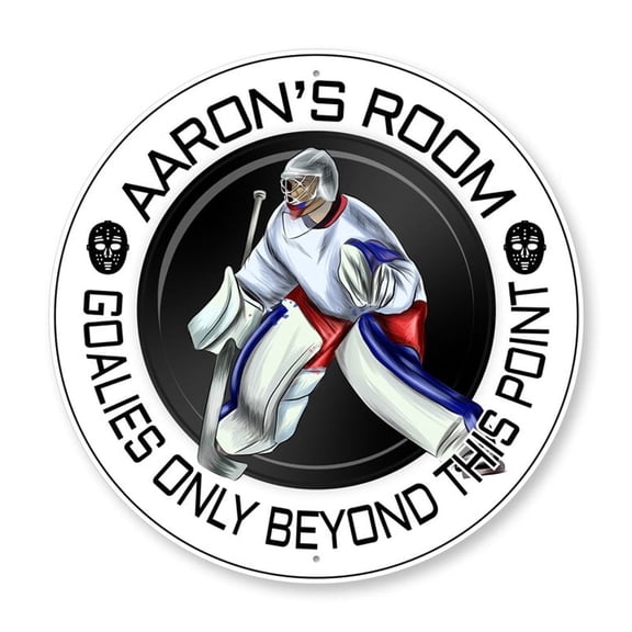 Personalized Goalie Circle Aluminum Metal Decor Sign - 12" Round