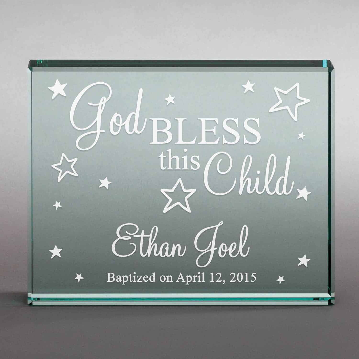 Personalized God Bless This Child 4" x 5" Glass Keepsake