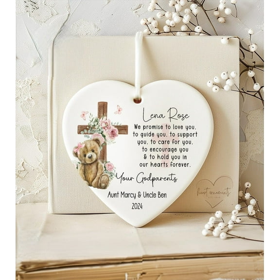 Personalized Godchild Ornament - Gift From Godmother - Gift From Godfather - Godparent Christmas Ornament Keepsake - Goddaughter Baptism