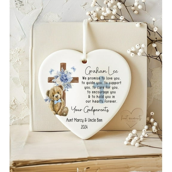 Personalized Godchild Ornament - Gift from Godmother - Gift From Godfather - Godparent Christmas Ornament Keepsake - Godson Baptism