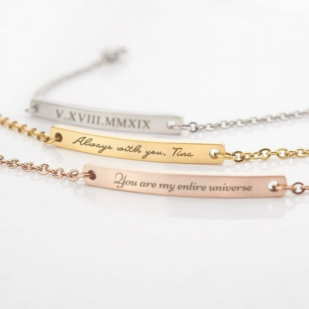 Personalized Gold Bar bracelet Custom Name Bracelet Engraved