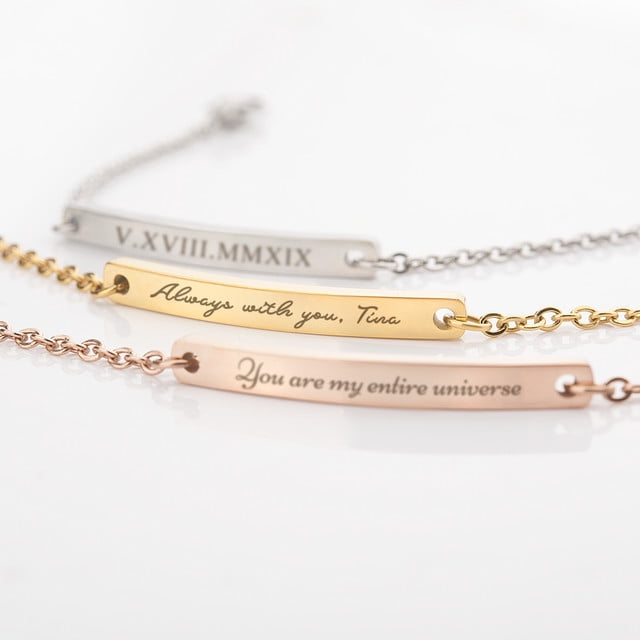 Personalized Gold Bar Bracelet - Custom Name Bracelet - Engraved Bracelet - Friendship Bracelet for Best Friend - Birthday Gift for Sister, Infant