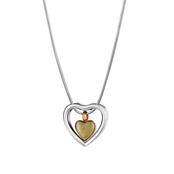 Personalized Gold Fingerprint Drop Heart Cremation Necklace Urn Ashes Holder Stainless Steel Memorial Jewelry with Free Velvet Jewelry Box and Funnel Kit