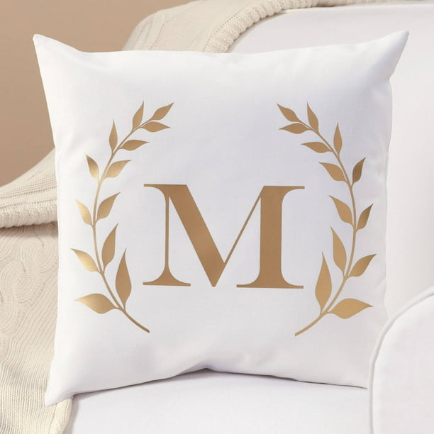 Personalized Gold Initial Throw Pillow