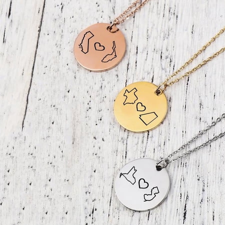 Anavia Stainless Steel Gold Long Distance Round Necklace