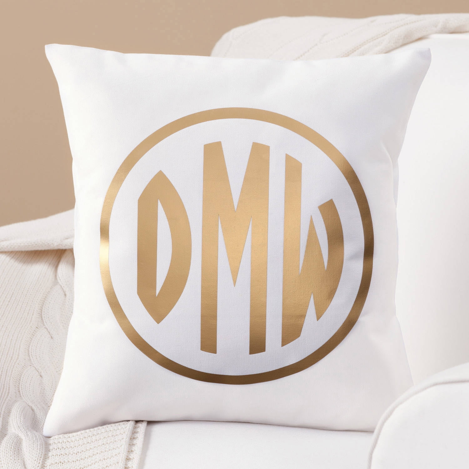 Personalized Monogram Pillow Cover in White, Monogram Lumbar