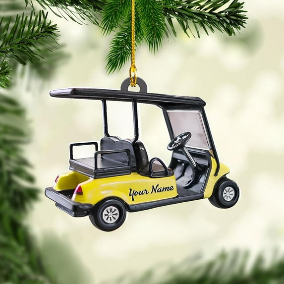 Personalized Golf Bag Christmas Ornaments Gift for Golf Lover Custom Golf Bag Ornament Ornament for Christmas Tree Hanging Gifts Golf Gifts for Men Dad Golf Cart Ornament (GCO9) - 3322 (Yellow)