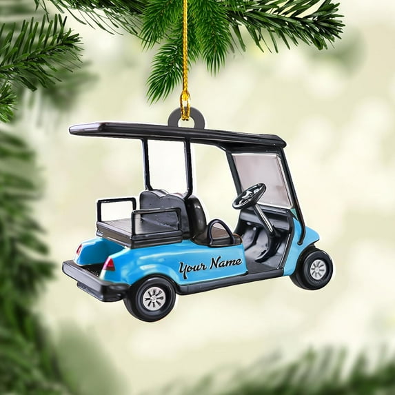 Personalized Golf Bag Christmas Ornaments Gift for Golf Lover Custom Golf Bag Ornament Ornament for Christmas Tree Hanging Gifts Golf Gifts for Men Dad Golf Cart Ornament (GCO9) - 3322 (Cyan)