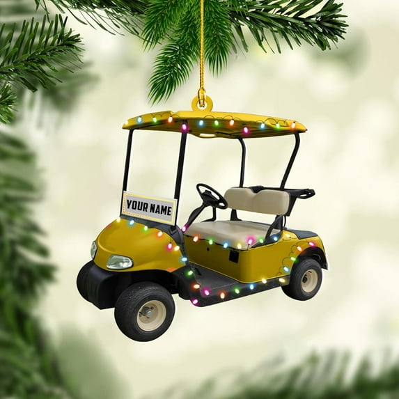 Personalized Golf Bag Christmas Ornaments Gift for Golf Lover Custom Golf Bag Ornament Ornament for Christmas Tree Hanging Gifts Golf Gifts for Men Dad Golf Cart Ornament (GCO15) - 3292 (Yellow)