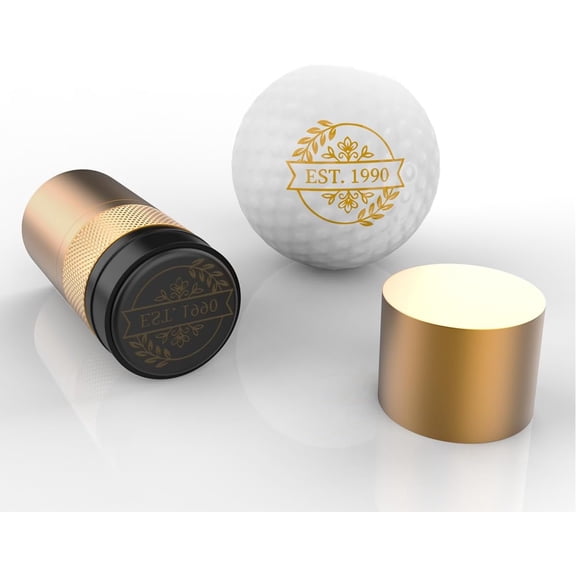 Personalized Golf Ball Stamp Marker, Custom Large 17mm Logo Stamper, Unique Golf Accessories Gift for Men Golfer,Dad,Husband, Reusable Waterproof Aluminum Golf Ball Marking Tool (Gold)