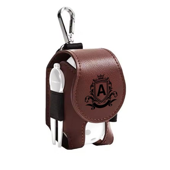 Personalized Golf Balls Bag, Custom Name Initial Pouch for Golf Ball Tees Holder, Customized Leather Mini Golf Ball Holder Waist Bag with Belt Clip, Men Women Golfers Gift G3D3