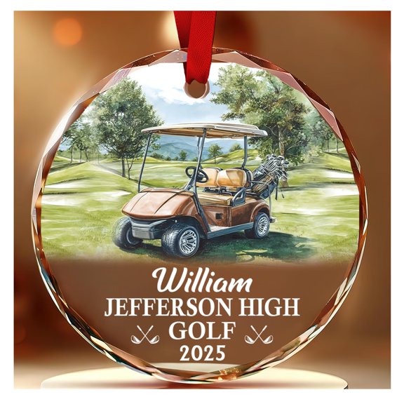 Personalized Golf Christmas Ornament - Golf Cart Gifts for Men Women Players - Gifts for Sport Lovers Team - Sport Present for Christmas Tree Decor - Custom Crystal Glass Ornament Decor