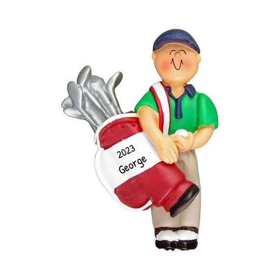 Personalized Golf Christmas Ornaments 2024 - Golfer Ornament, Golf Decor, Golf Ornament, Golf Themed Gifts for Men, Golf Decorations - Caucasian Male - Free Customization