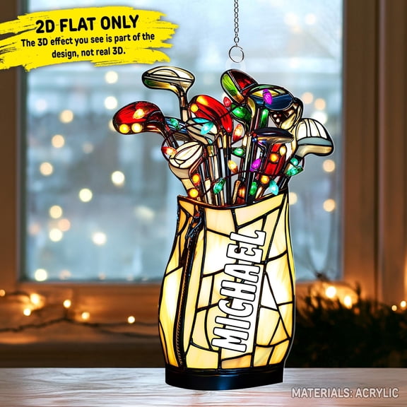 Personalized Golf Christmas Suncatcher Ornament: Custom Acrylic Keepsake