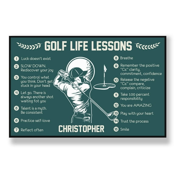 Personalized Golf Life Lessons Poster Goft Fans Home Wall Decor Golfing Man Wall Art Golfer Gifts Golf Player Gift Customized Name 11 x 17 Inch Poster