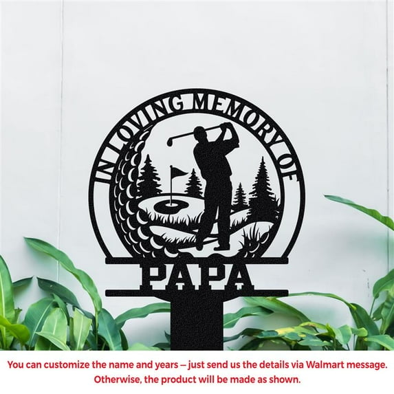 Personalized Golf Memorial Garden Stake – Custom Metal Grave Marker for Dad or Grandpa – In Memory of Golfer Gift for Father’s Day, Cemetery, Outdoor Sympathy or Remembrance Decor (12 inches)