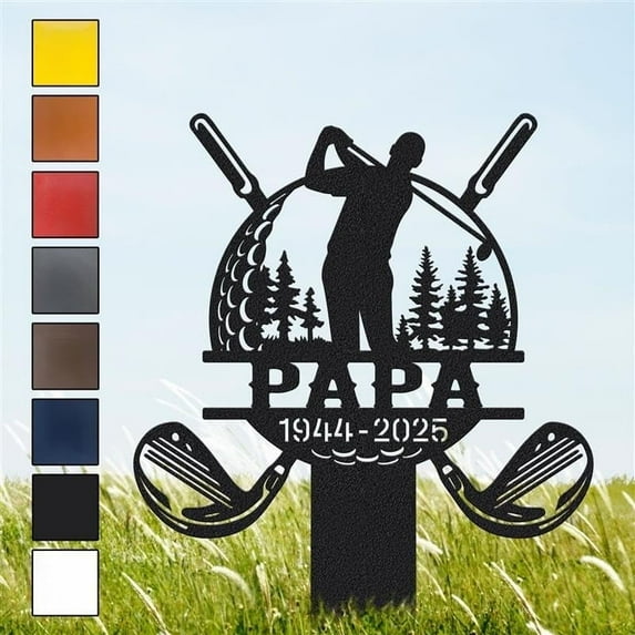 Personalized Golf Memorial Garden Stake – Custom Metal Sign for Dad Grandpa Golfer Loss – Outdoor Cemetery Decoration In Memory of Gift for Father’s Day Sympathy Remembrance Tribute (15 inches)