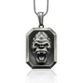 thumbnail image 1 of Personalized Gorilla Necklace For Men in Sterling Silver, African Wild Gorilla Men Pendant, Gorilla Head Medallion, Husband Gift Necklace, 1 of 5