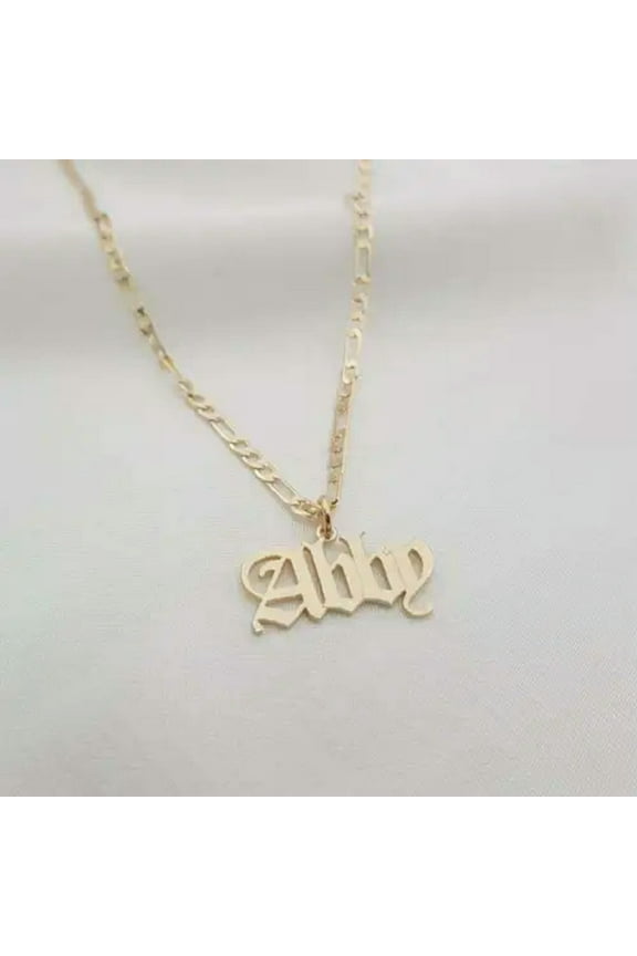 Personalized Gothic Old English Figaro Chain Custom Name Necklace Jewelry