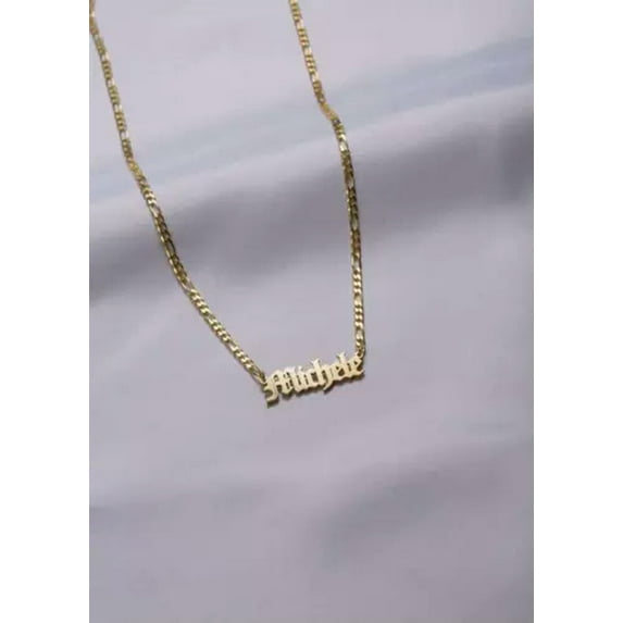 Personalized Gothic Old English Figaro Chain Custom Name Necklace Jewelry