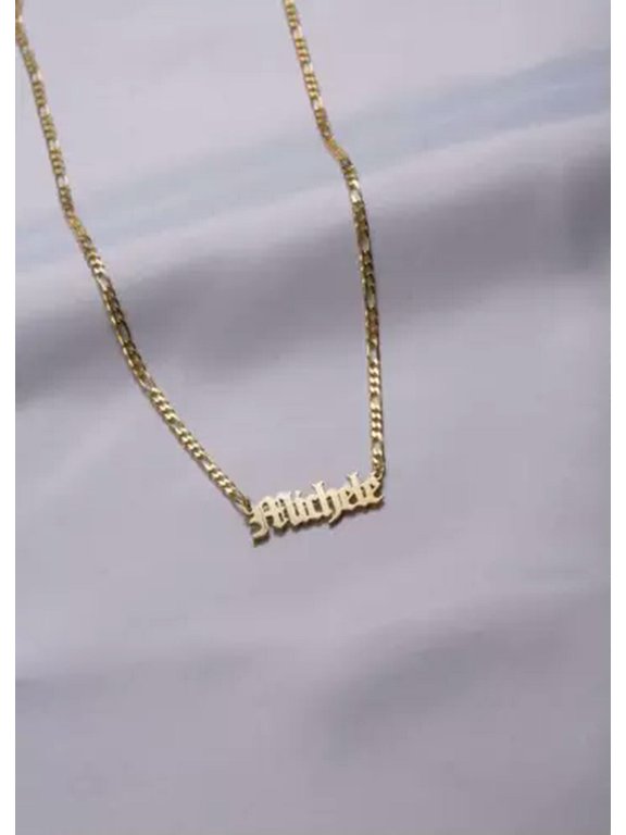 Personalized Gothic Old English Figaro Chain Custom Name Necklace Jewelry
