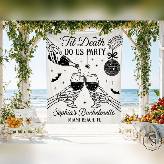 Personalized Gothic Tapestry Bachelorette Party Backdrop