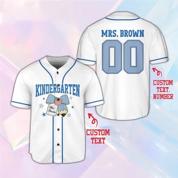 Personalized Grade And Name Pencil Bow Gingham Teacher Baseball Jersey, Back To School Gift, Teacher Gift