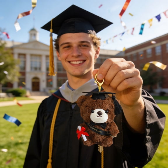 Personalized Graduation Bear Gift 2026 for Her Him,6 Inch - Cute Custom Brown Bear with Black Gown (C)