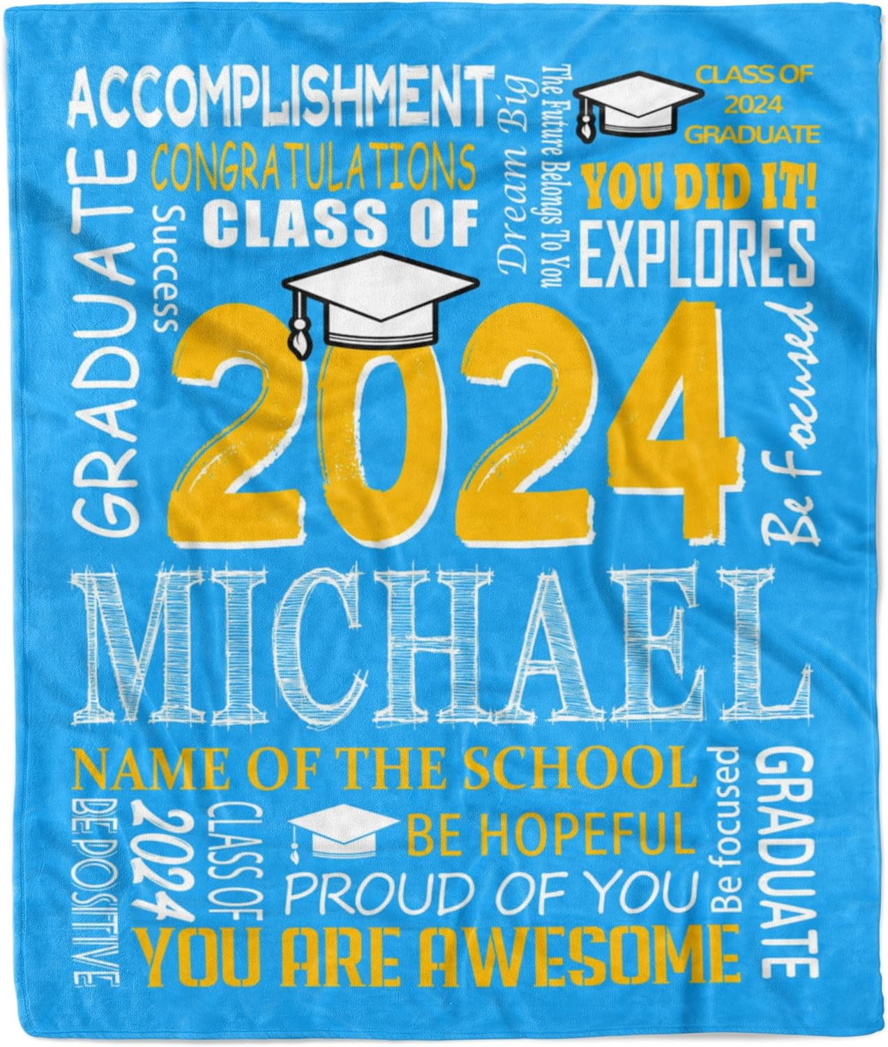 Personalized Graduation Blanket Gifts 2024,Custom Name Graduation