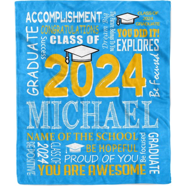 Personalized Graduation Blanket Gifts 2024,Custom Name Graduation